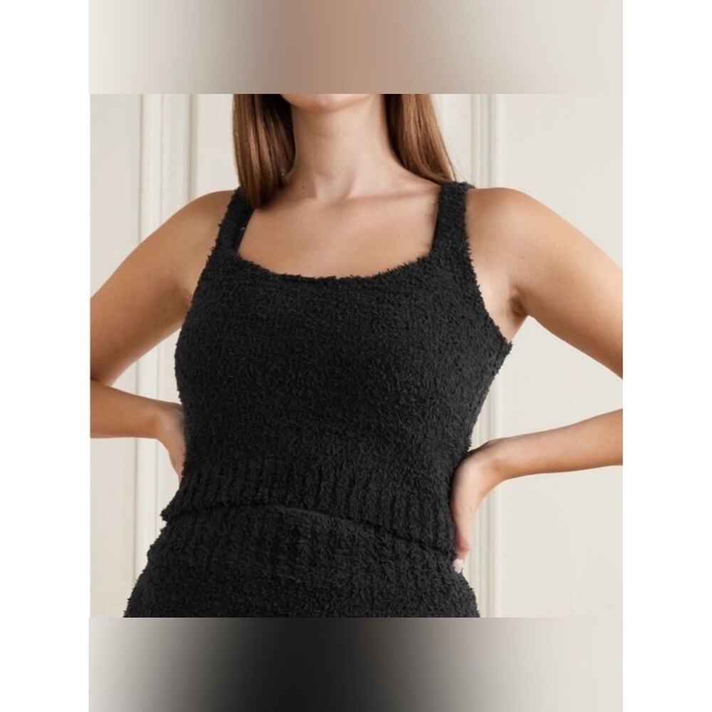 SKIMS Cozy Knit Fuzzy Black Loungewear Tank Top Women’s Size Small / Medium